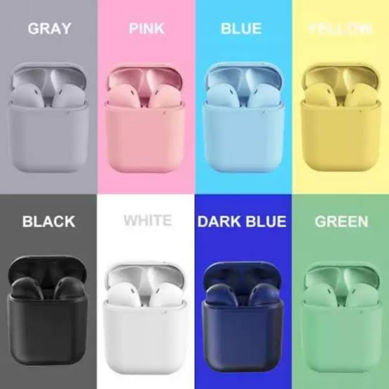 [ Grade A ] Headset Bluetooth TWS Inpods 12 Macaron Earphone Android IOS Bluetooth 5.0