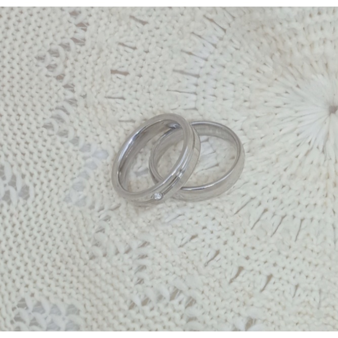 cincin titanium silver titanium anti karat stainless steel