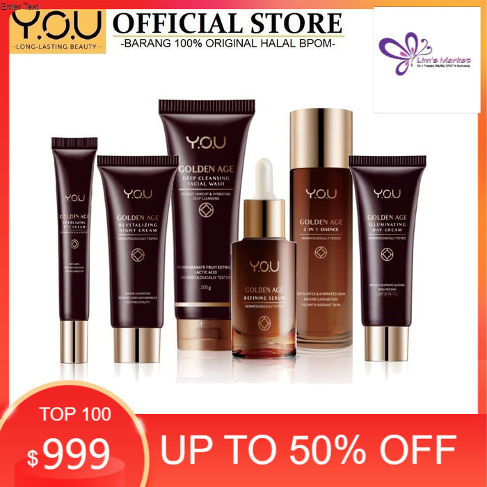 Skin care paket murah BPOM 6in1 Perawatan Wajah YOU Golden Age Series Original Asli