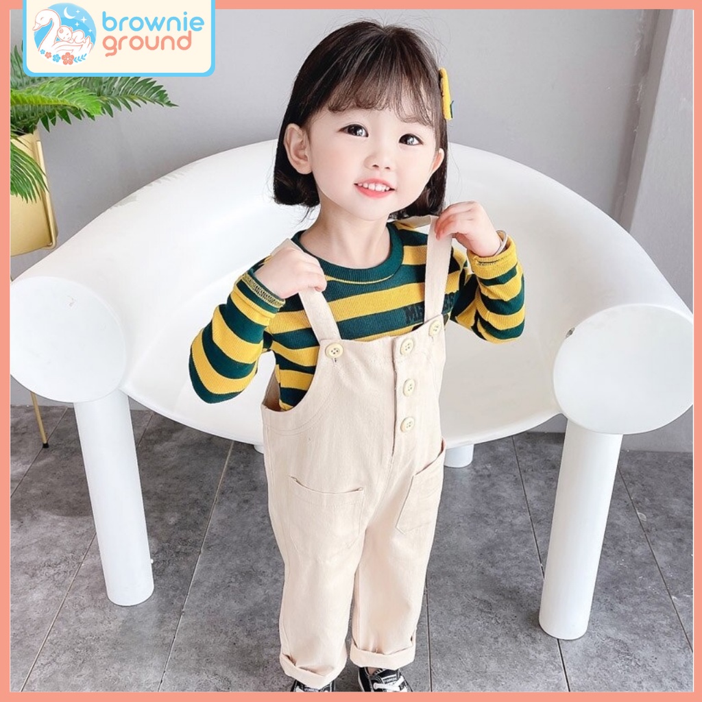 [COD] Setelan anak perempuan motif SALUR KUNING &amp; TOSCA import korea baju anak perempuan stelan anak impor jumpsuit anak usia 0-4 tahun/ brownieground