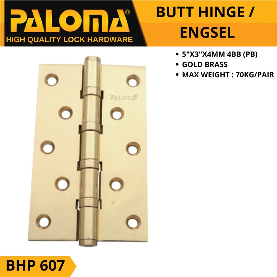Engsel pintu Paloma BHP 607 5"4MM 4BB Gold
