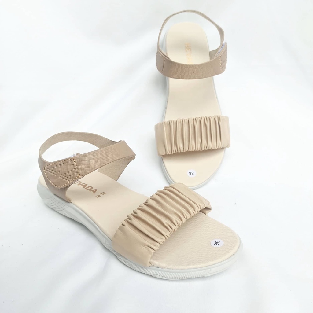 EXO - Sandal Korea Tali Belakang Kerut Lucu Sendal Wanita Flat - 347