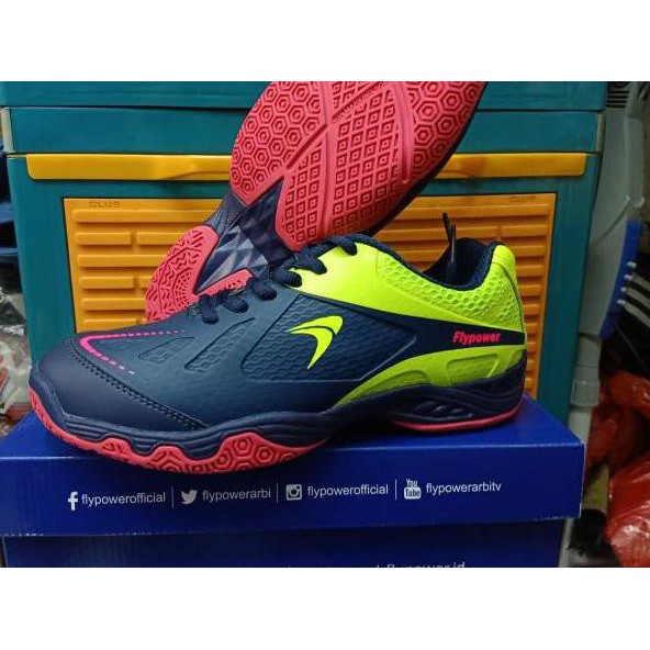 `e9 Sepatu Badminton Flypower LOSARI 03 Blue navy/cytrus/pink  Kekinian Diskon.