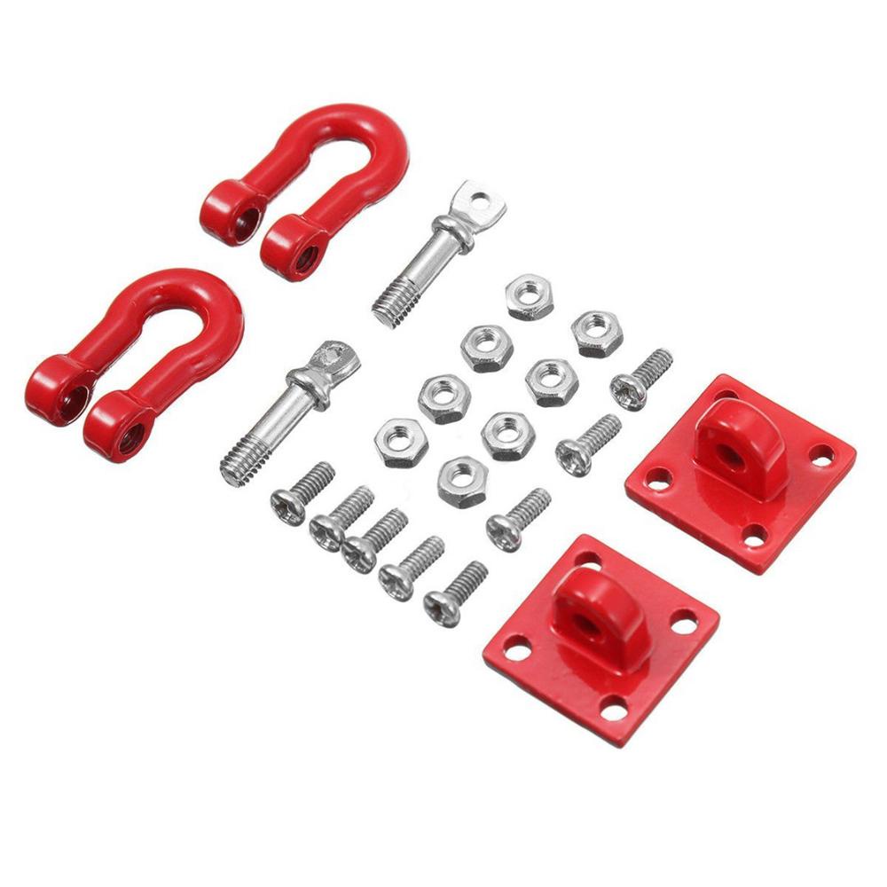 Lanfy Kait Trailer Metal Merah 1: 10pasang Belenggu Aksesori Untuk Skala Truk Crawler SCX-10 RC Crawler Hook