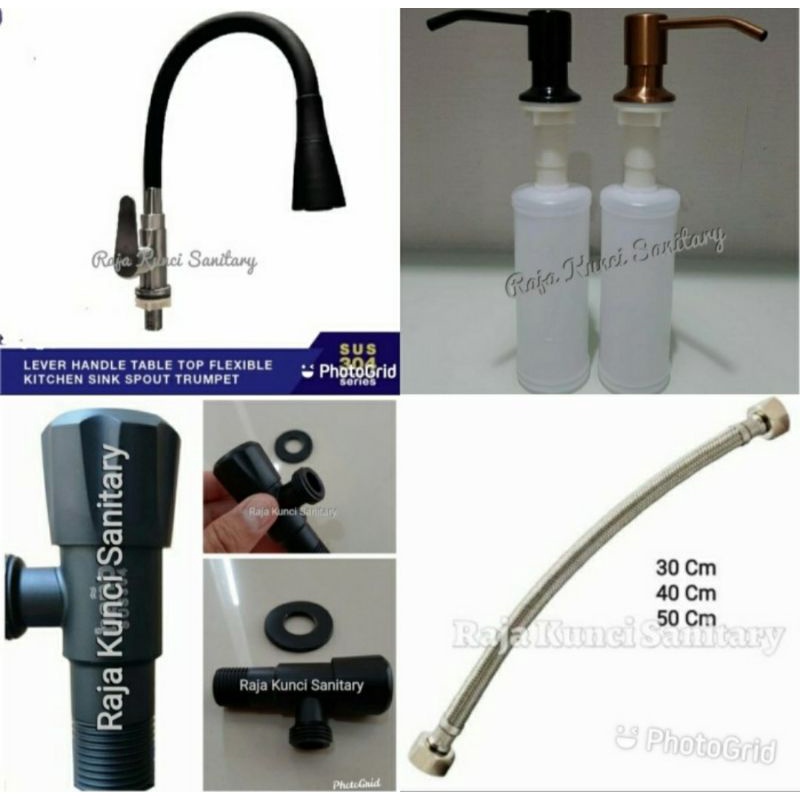 Paket Lengkap Kitchen Sink 6045 Hitam/Black/Bak Cuci Piring Stainless