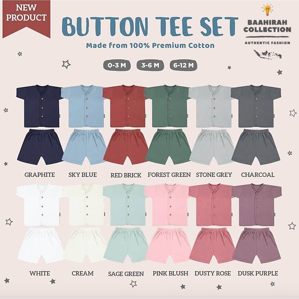 BUTTON TEE SHORT SLEEVE Baju  Bayi  BY LITTLE  PALMERHAUS  