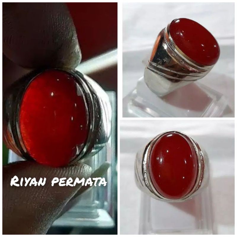 Batu cincin akik giok merah kristal