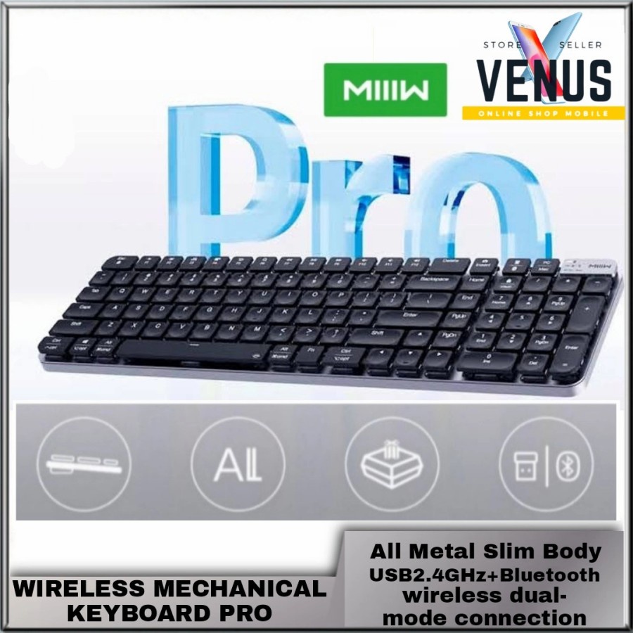 MIIIW Wireless Mechanical Keyboard PRO 102 keys Bluetooth &amp; USB 2.4GHz