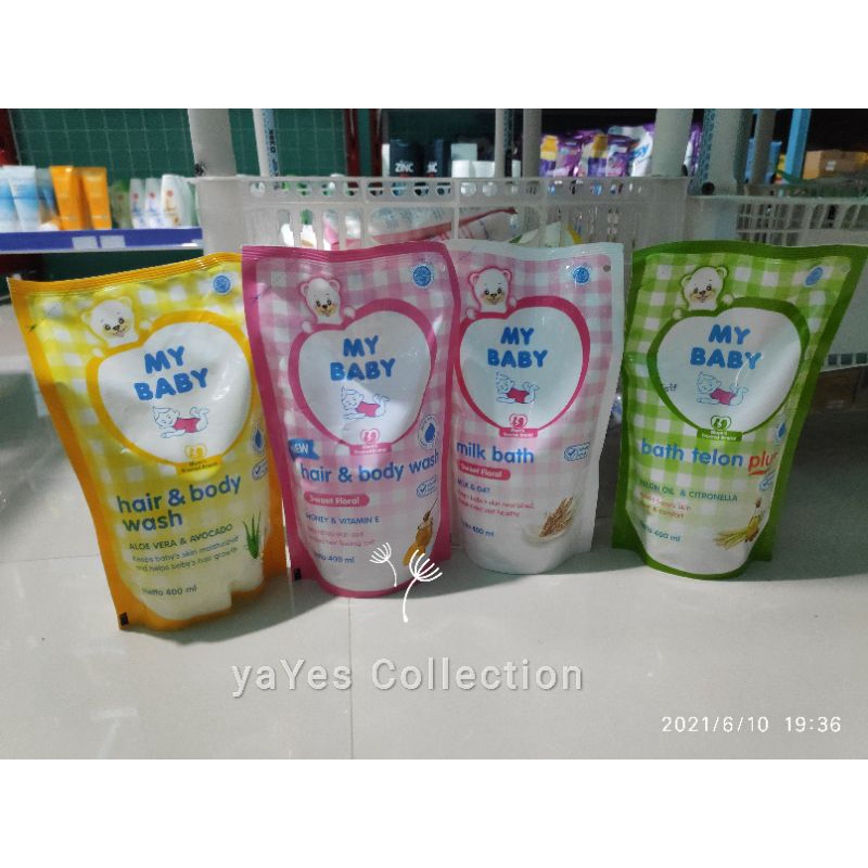 My baby hair &amp; body wash 400 ml refill milk bath sweet Floral mybaby aloevera avocado sabun cair