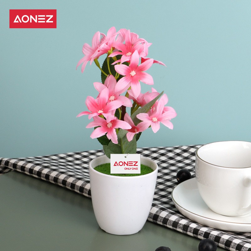 Aonez Mawar segitiga Bunga simulasi mawar pot bunga plastik Bunga buatan bunga hias tanaman-1