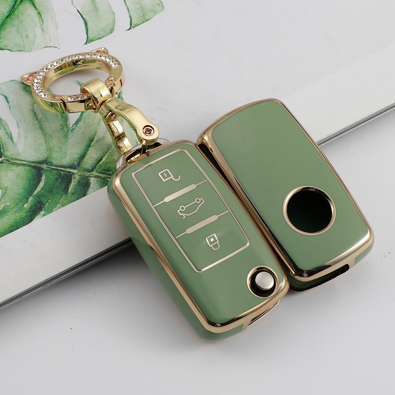 Case Kunci Full Cover Electroplating Untuk VW Volkswagen Polo Golf Passat Beetle Caddy T5 Up Eos Tiguan Skoda Octavia A5