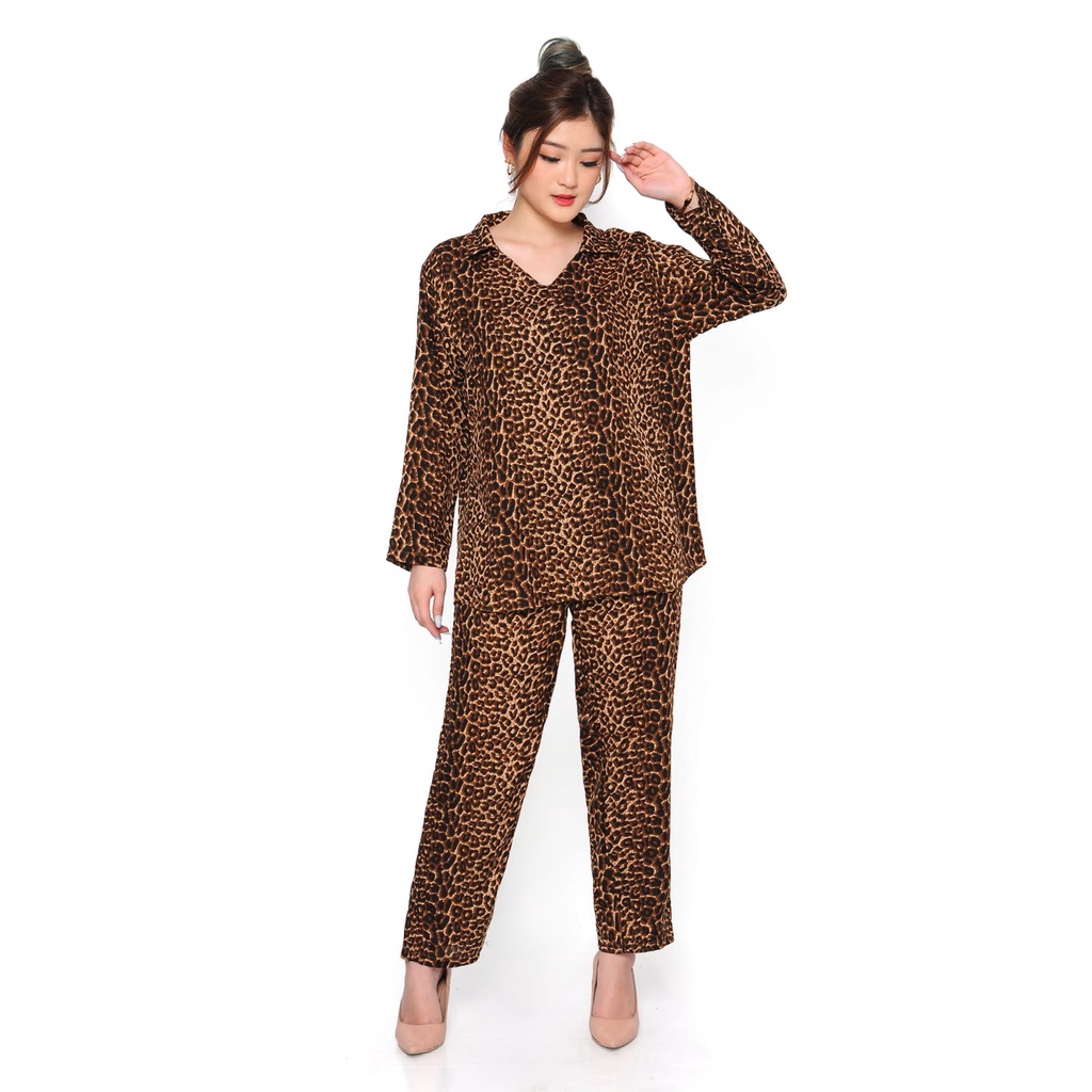 ONE SET LEOPARD/SETELAN LEOPARD WANITA KRAH V SUPER JUMBO TERSEDIA L-XL&amp;XXL