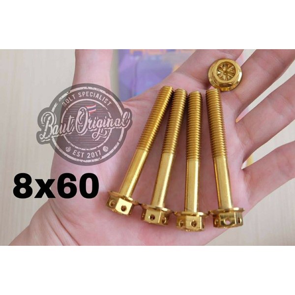 Baut probolt gold flower M8x60 8x60 drat 12 panjang 6cm heng thailand harga satuan