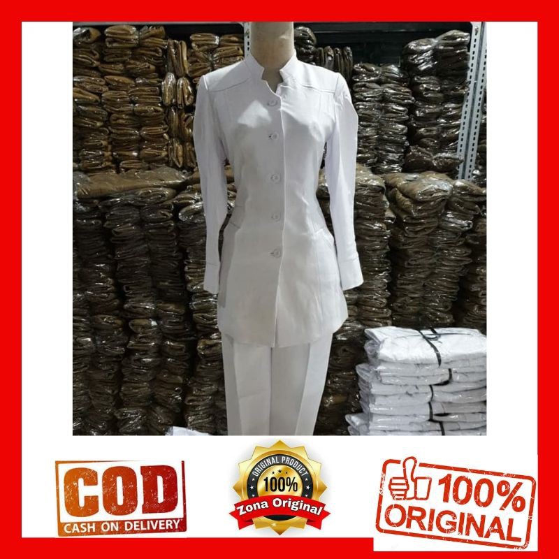 Baju Blazer Perawat Wanita Putih putih Suster Rumah Sakit Bidan Sragam