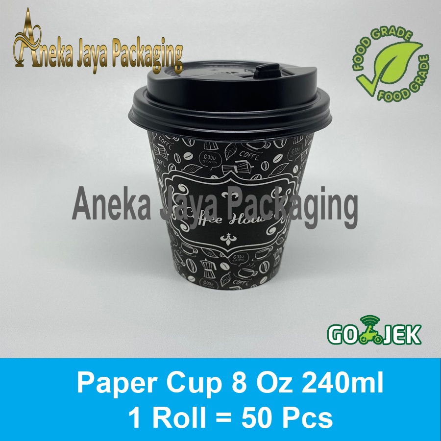 Paper cup 8oz 50pcs Tebal Gelas Kertas Kopi Tahan Panas 240ml Medan