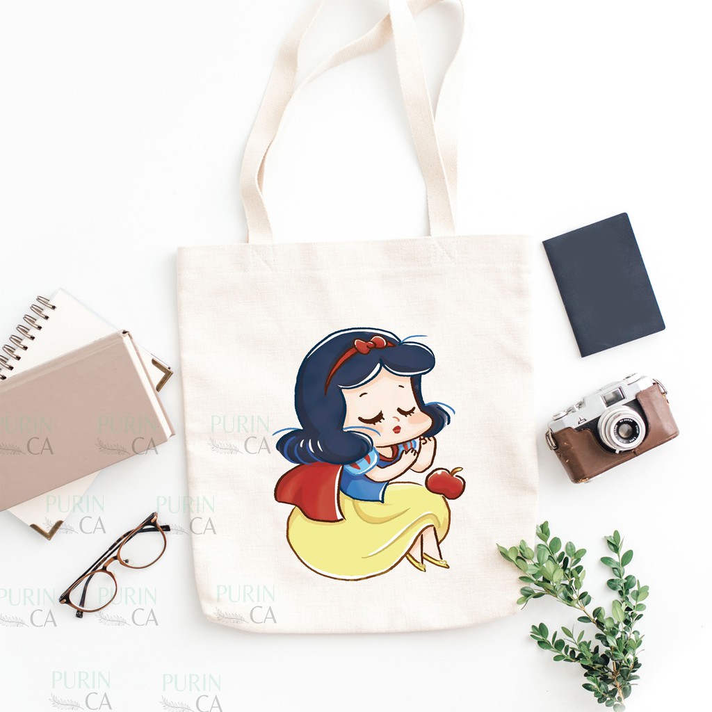 Tote bag Kanvas Gambar Disney Princess Cute Sleeping