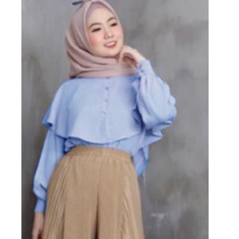 Promo RISRUS FASHION NIKI BLOUSE WANITA DEWASA BAJU ATASAN CEWE POLOS MUSLIM CEWEK WARNA PUTIH SALEM