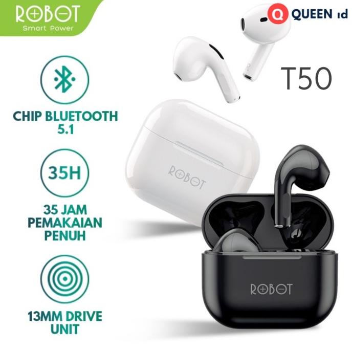 Robot T50 Headset Bluetooth Tws True Wireless Earbuds Airbuds