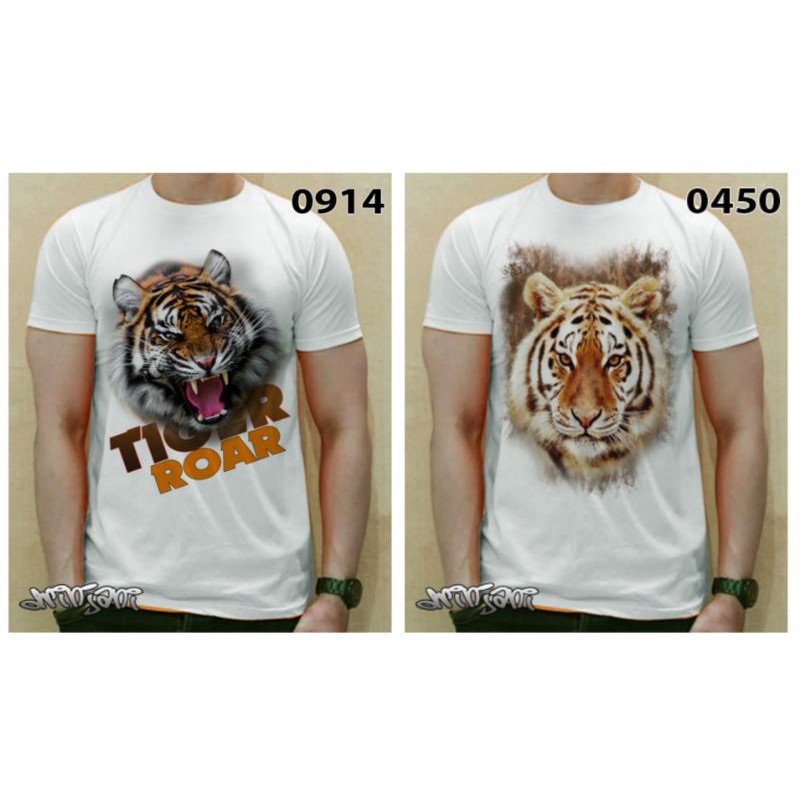 Kaos baju 3d animal binatang hewan macan / tiger / harimau / singa / lion
