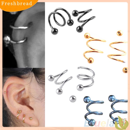 Fresh| Anting Tindik Telinga / Hidung / Bibir Bentuk Spiral Bahan Stainless Steel Gaya Punk