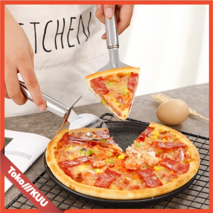 

Spatula Stainless Pizza Cutter Alat Potong Pizza Pemotong Pissa Roti Kue Ulang Tahun Cake Server Stenlis