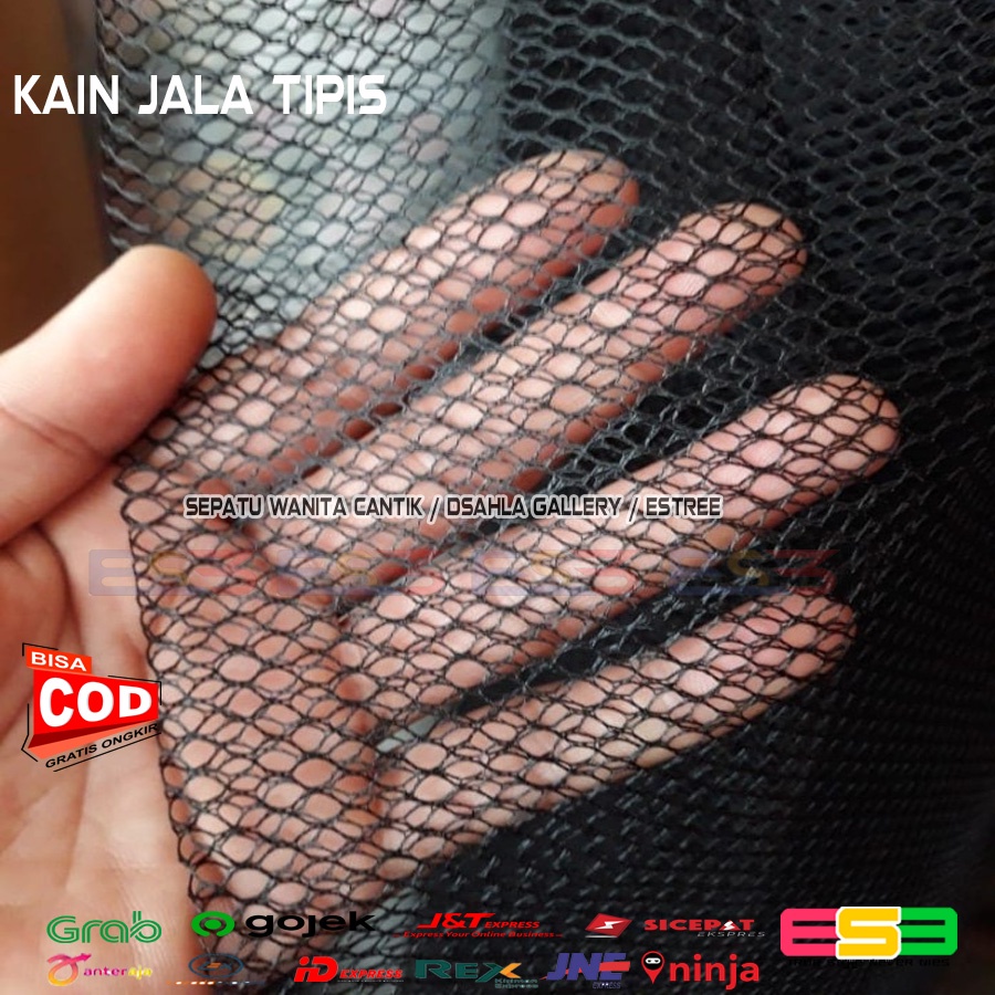 Bahan Kain Jala / Kain Jaring Tipis Lubang Kecil 3 mm Meteran Hitam Putih