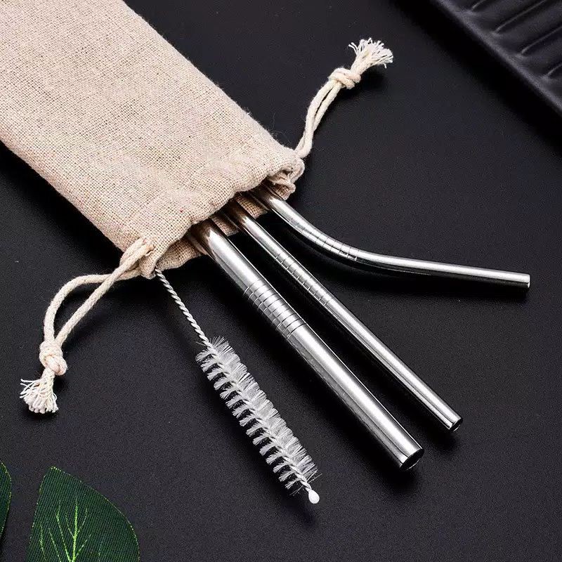 REUSABLE STAINLESS STRAW SET 5 SEDOTAN STAINLESS STELL SET