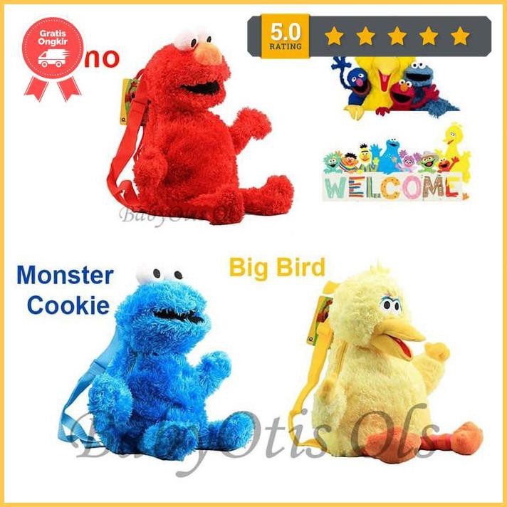 Tas Backpack Anak / Tas Boneka Anak / Tas Boneka Ransel Anak Elmo - Big Bird Ready789