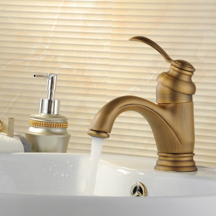 Antique Gold Black Silver Basin Faucet Polish Brass Tap Bathroom Sink Basin Mixer Tap Small Bend Shopee Indonesia