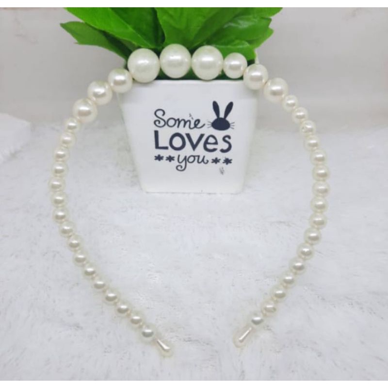 Bando Mutiara Korea Headband Wanita Bandana Aksesoris Rambut Bando Pearl