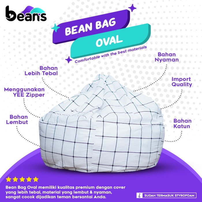 Bean Bag Oval Motif - Termasuk Isi - Bean Bag Motif - Beanbag - 10