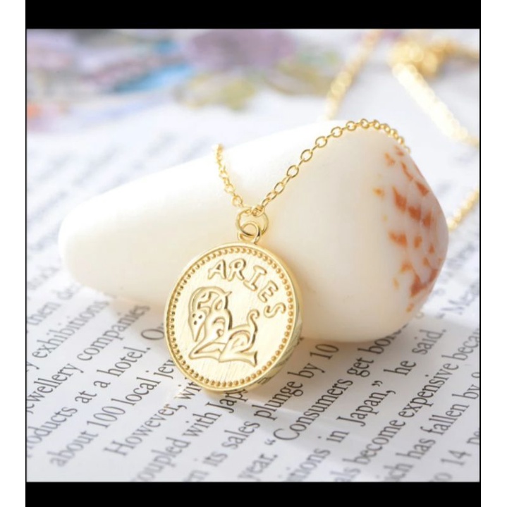 kalung perak silver92.5 gold platedzodiac sign aquarius cancer aries