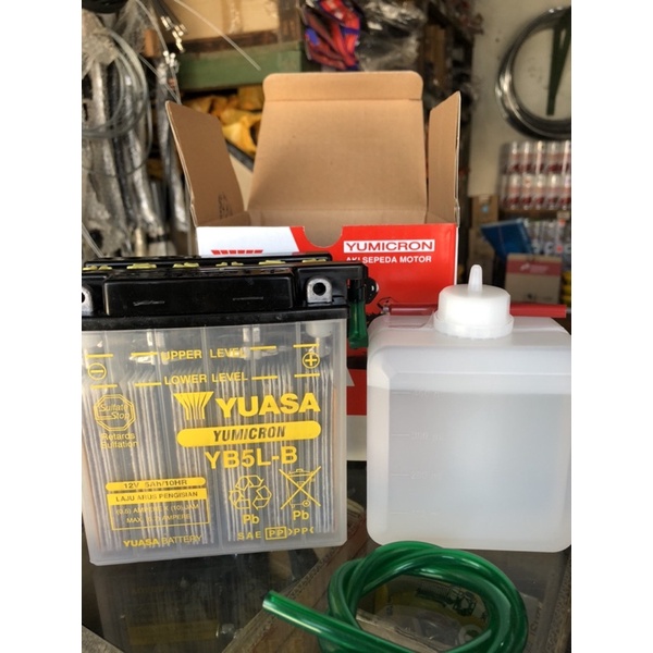 Aki Motor Yuasa YB5L-B Mio Sporty F1ZR Jupiter Z Vegar R SupraX SupraFit Yuasa Original Aki Basah
