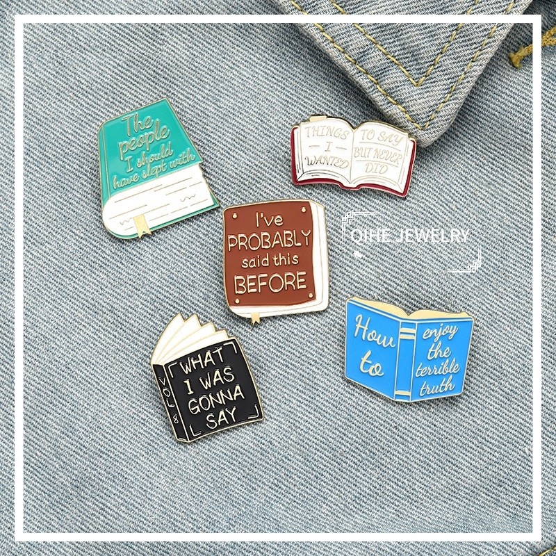 Bros Pin Enamel Desain Buku Perpustakaan Untuk Hadiah Teman