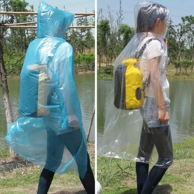 Jas Hujan Plastik Mantel Darurat Sekali Pakai Disposable Rain coat