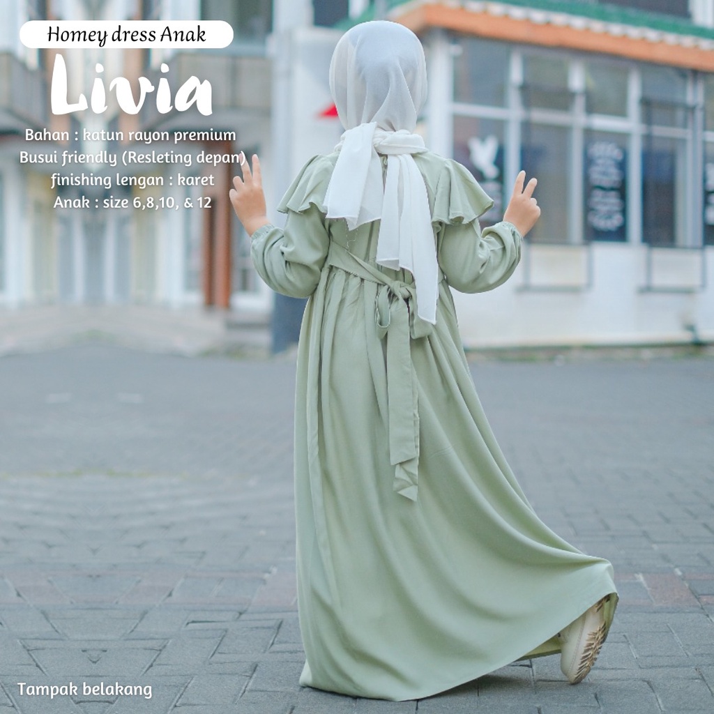 Gamis Anak Perempuan Umur 4 sd 12 tahun_Homey Dress Livia Kids_Gamis Anak Bahan Rayon_Pakaian Muslim Anak Perempuan