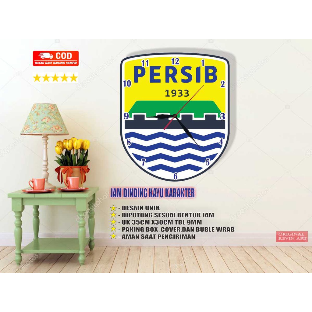 JAM DINDING PERSIB KAYU UNIK BESAR VINTAGE CUSTOM KADO ULANG TAHUN HIASAN RUMAH MURAH TERLARIS