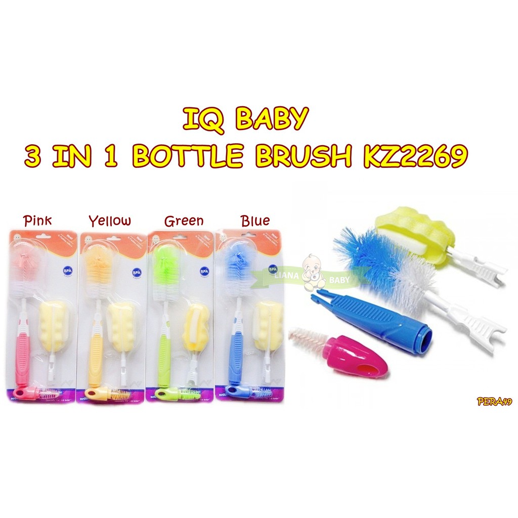 PERA49 Sikat Botol IQ BABY 3 IN 1 BOTTLE BRUSH KZ - 2269