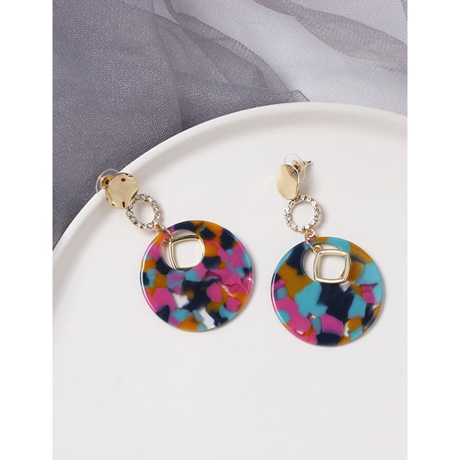LRC Anting Tusuk Fashion Color Diamond-studded Geometric Stud Earrings F46024