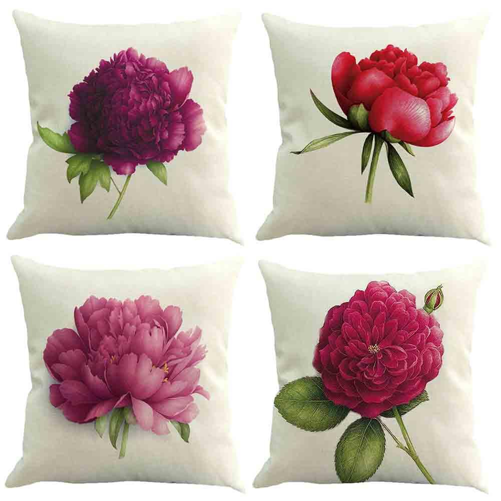 Ready Vintage Floral Print Pillowcase Linen Throw Pillow Cushion