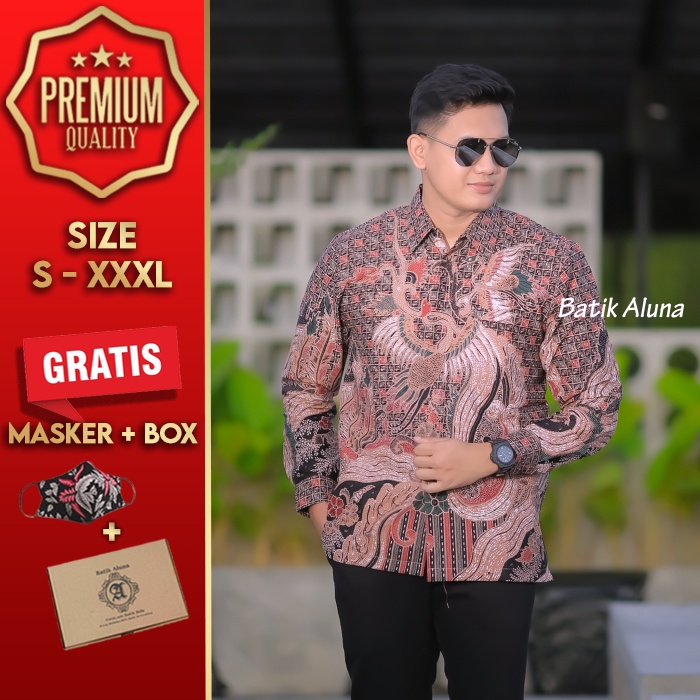 BAJU KEMEJA BATIK PRIA LENGAN PANJANG BATIK ALUNA PREMIUM ATASAN TRADISIONAL COWOK COWO LAKI MEWAH M