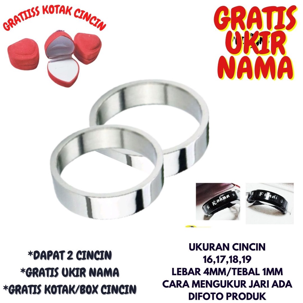 CINCIN TITANIUM,CINCIN NAMA,CINCIN COUPLE TITANIUM,GRATIS UKIR NAMA,SUDAH DAPAT 2 CINCIN,GRATIS BOX,FREE GIFT LAINNYA