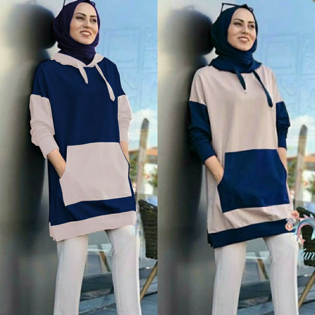B1010 OC Tunik Alea Hodie 2w ( LIHAT W baju tunik muslim murah wanita kekinian lengan panjang murah