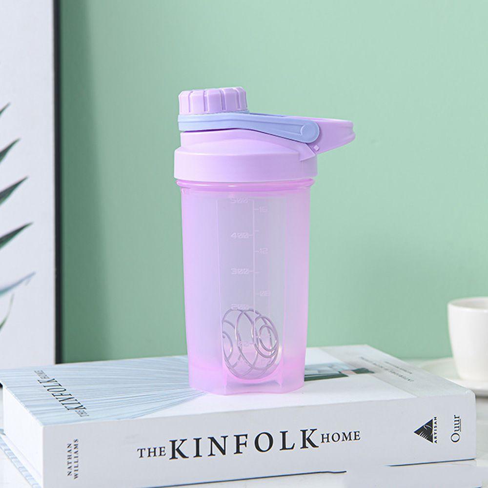 Top 500ml Nutrition Shaker Bottle Pria Wanita Plastik Dengan Kawat Whisk Ball Botol Minum