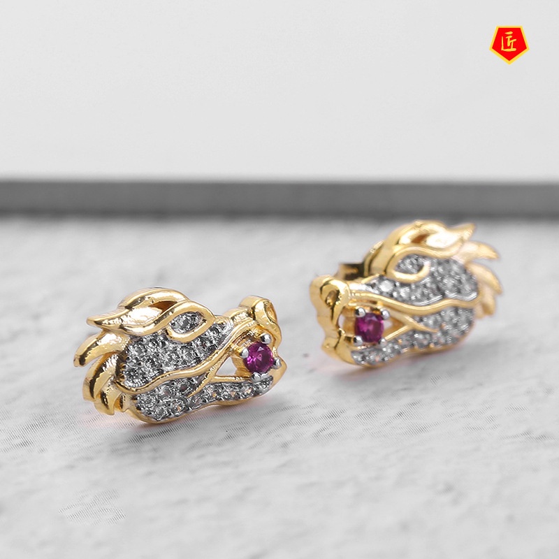 [Ready Stock]New Domineering Dragon Head Stud Earrings