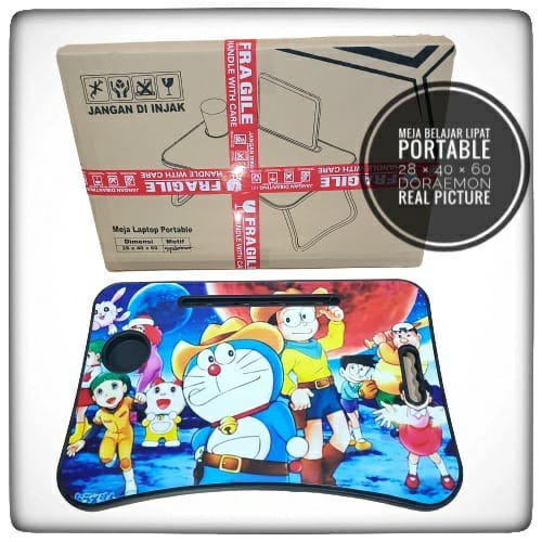 MEJA BELAJAR ANAK PORTABLE / MEJA LIPAT KARAKTER / MEJA LAPTOP - Doraemon