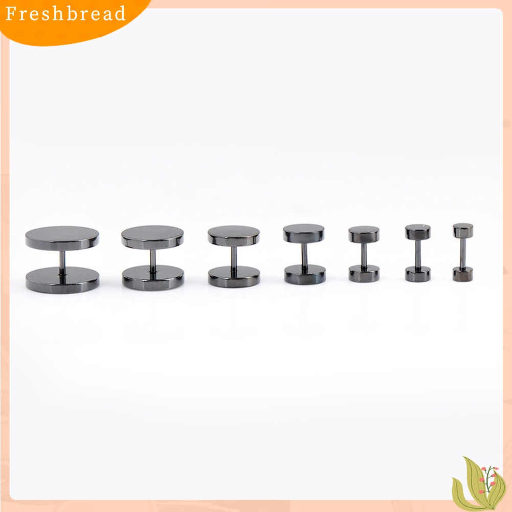 Fresh| Anting Tindik Telinga Bentuk Bulat Bahan Stainless Steel Warna Hitam Ukuran 3mm - 14mm Untuk Pria