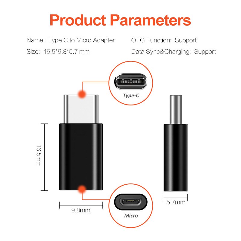 Adapter Type C converter Micro USB Female Charger Tipe Konektor 3.1 Konverter