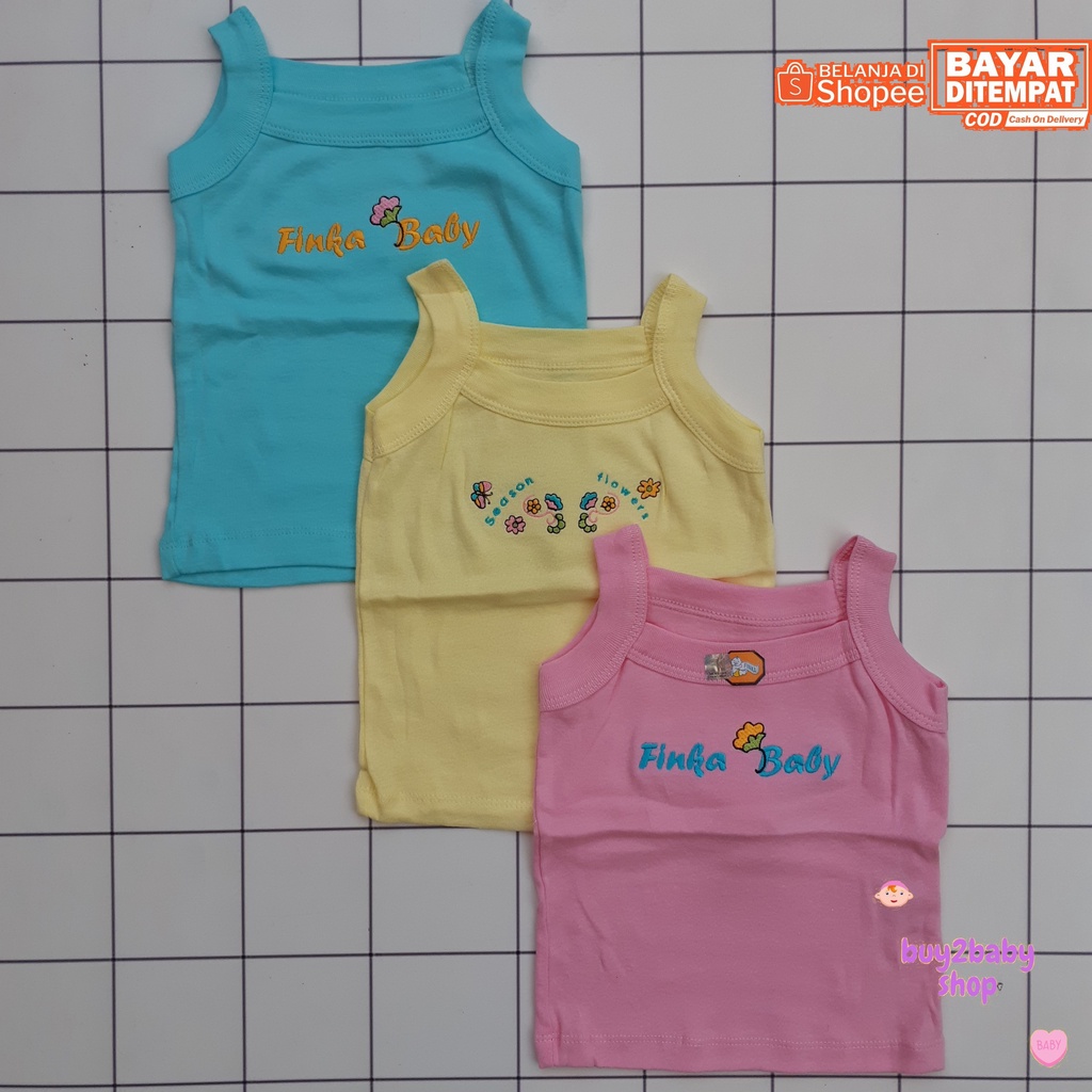 Kaos singlet bayi cewek model tangtop 2 motif warna 0-3 Bulan 3 PCS