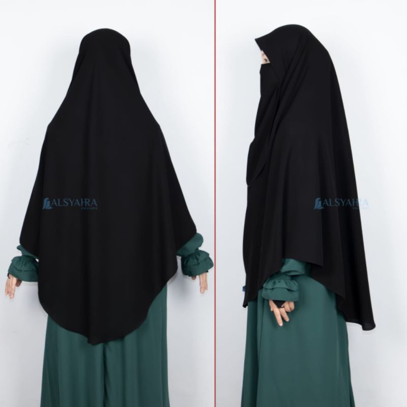Khimar syar'i free cadar matt jetblack